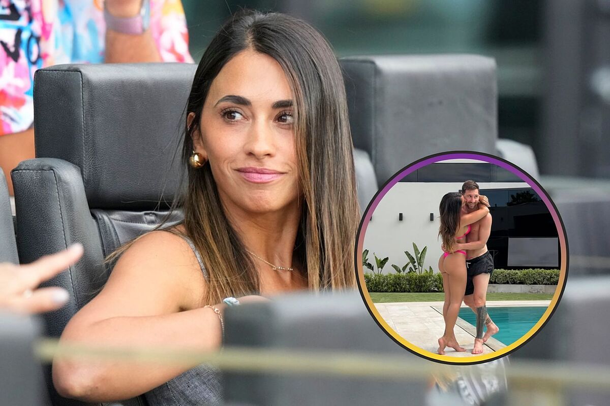 Antonela Roccuzzo enciende las redes sociales posando en bikini al lado de Messi