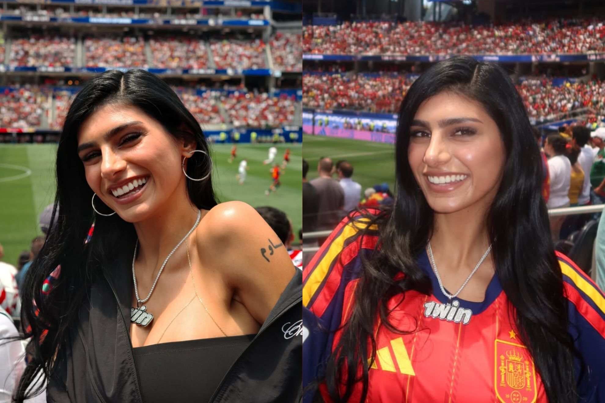 Mia Khalifa acapara todas las miradas con un look atrevido durante un partido de Espa�a en el Mundial