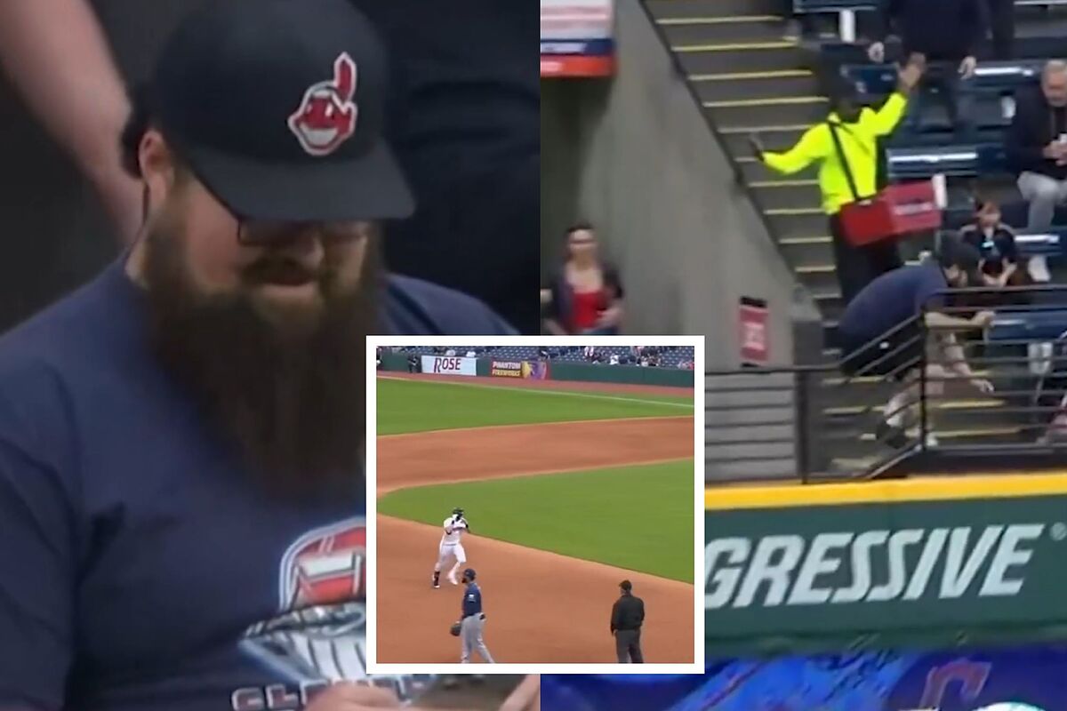 Un hombre le arrebata la pelota de béisbol de un jonrón a una niña durante un partido entre los Cleveland Guardians y los Tampa Bay Rays