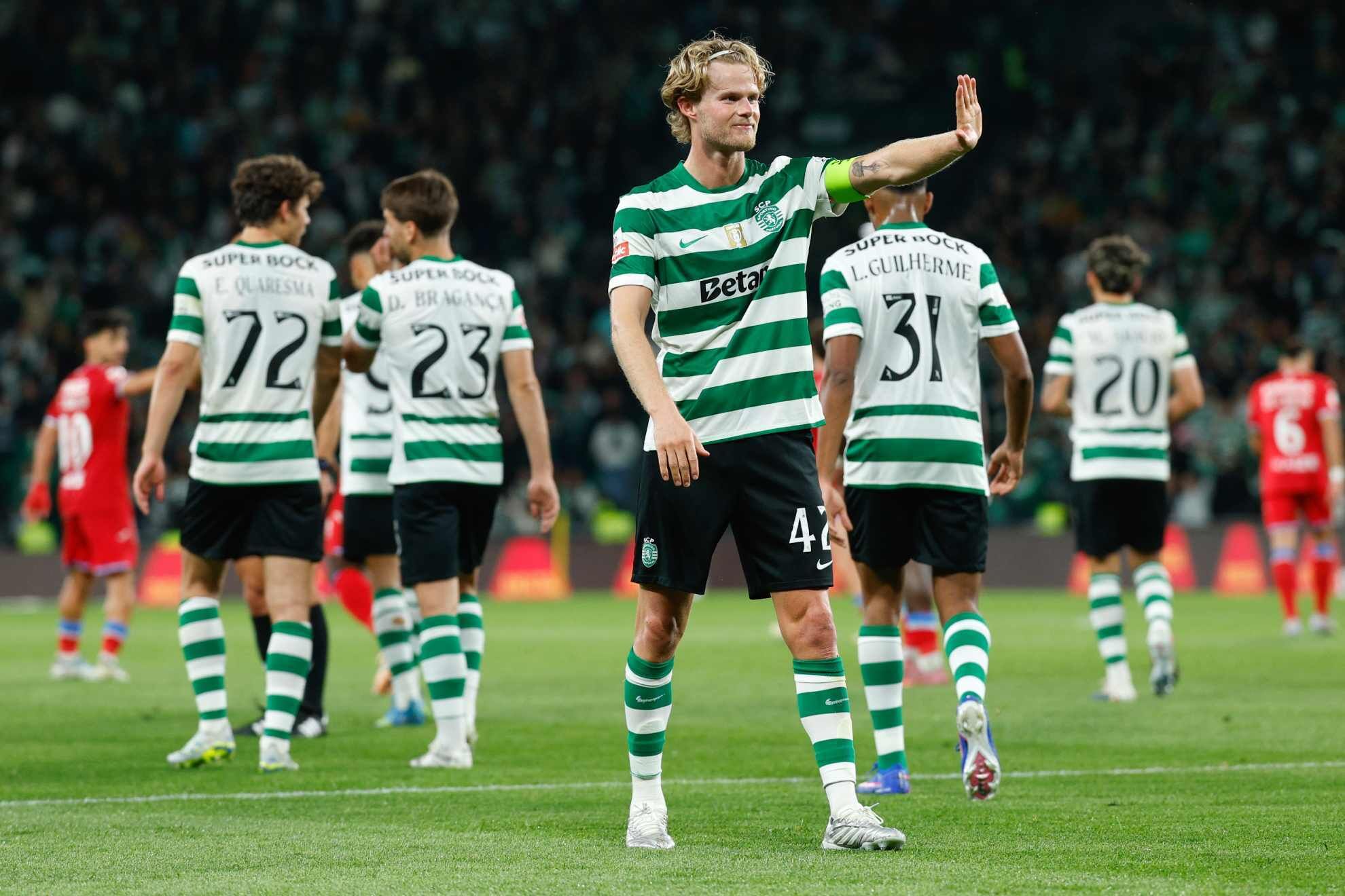 Hjulmand, durante un partido con el Sporting Portugal /
