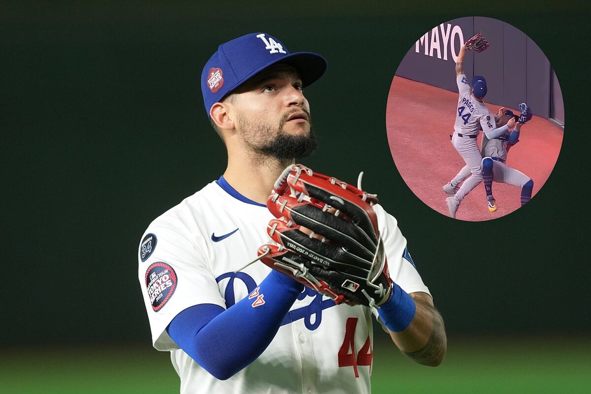 Andy Pages atropelló de manera brutal a Kike Hernández para salvar a los Dodgers en la Serie Mundial