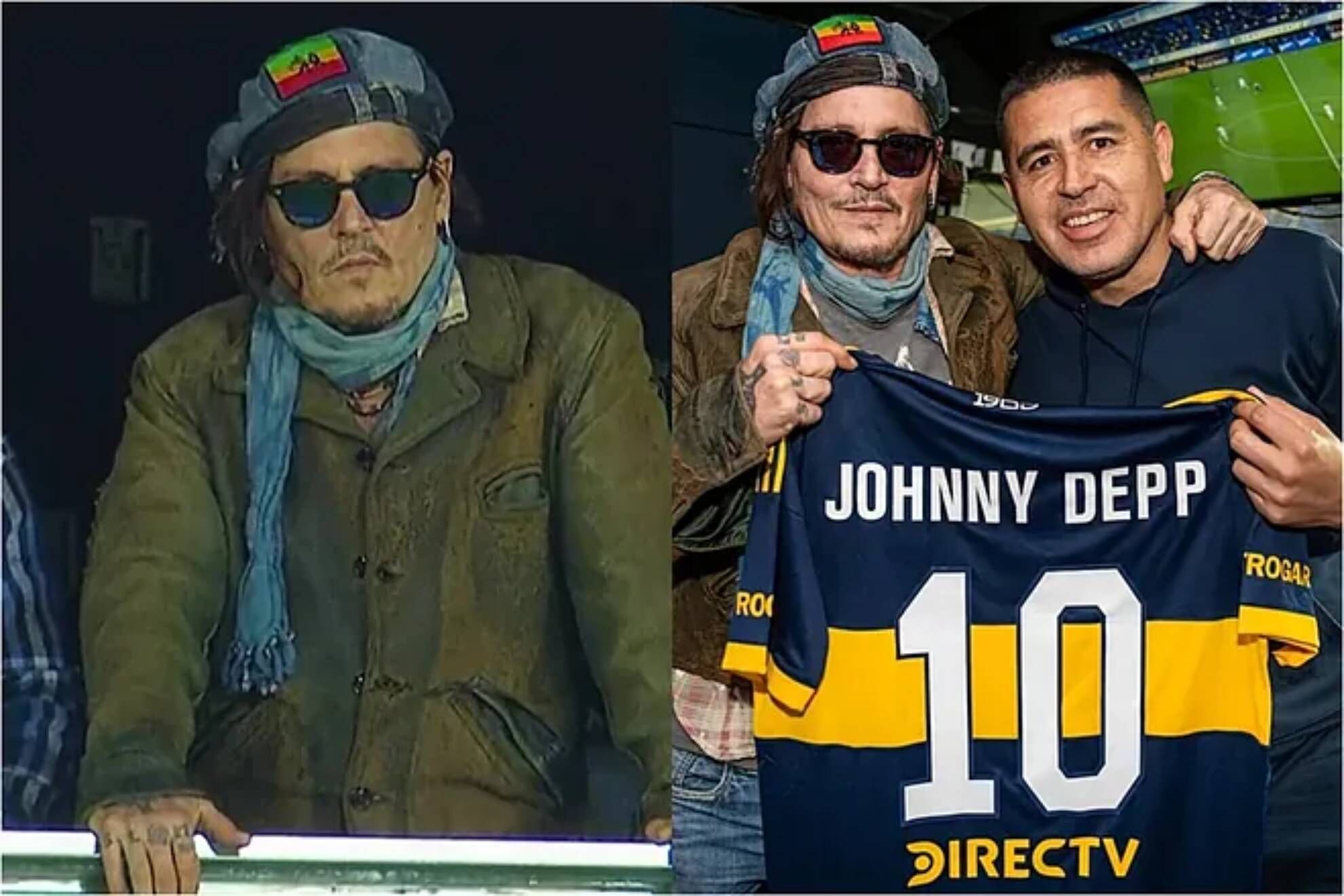 Johnny Depp asiste a ver Boca Juniors vs Tigre y arrasa en redes sociales con su foto junto a Juan Rom�n Riquelme