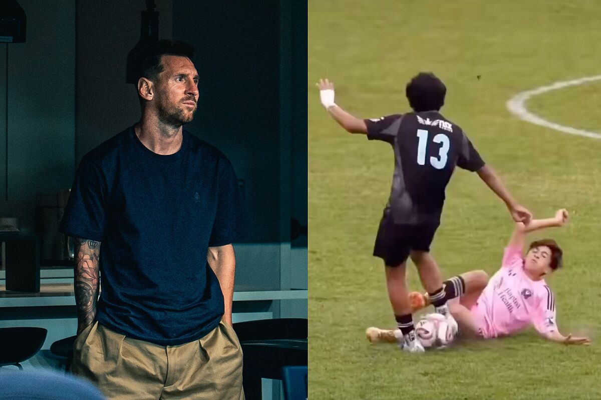 Thiago Messi demuestra su fortaleza tras recibir una dura patada y responde como a todo aficionado al fútbol le gusta ver