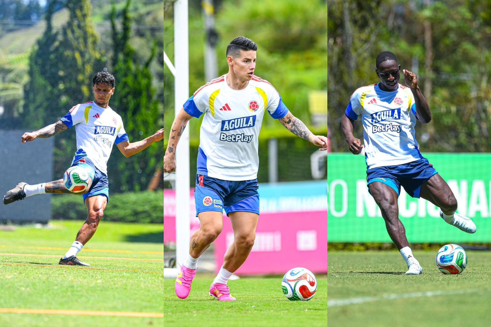 James Rodr�guez, D�iver Machado y Richard R�os entrenando con la Selecci�n Colombia